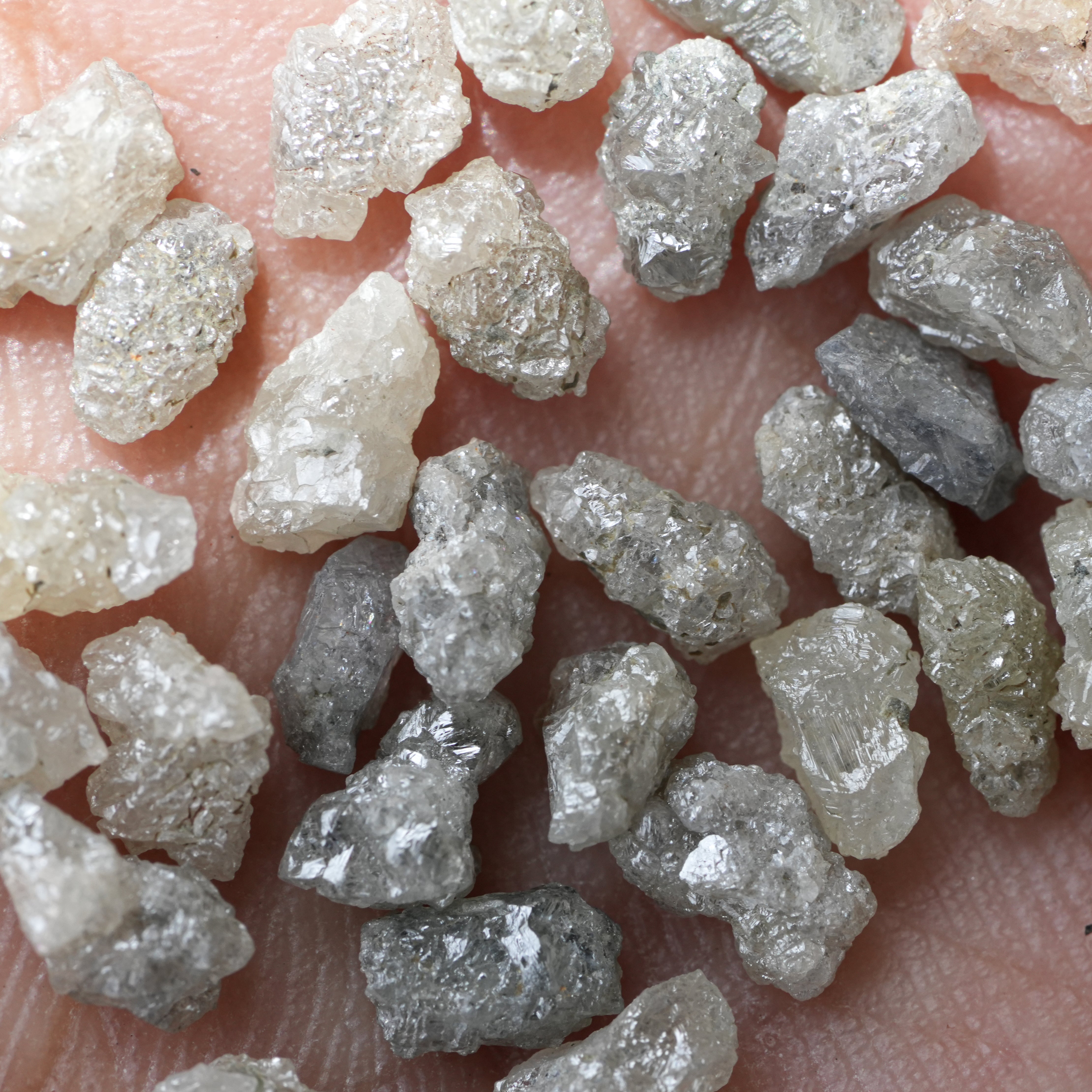 2 PCS Natural Rough Diamond, 0.70Ct Raw Diamond, Loose Diamond, Uncut White Gemstone, White Grey Color Diamond, Natural Diamonds For Jewelry