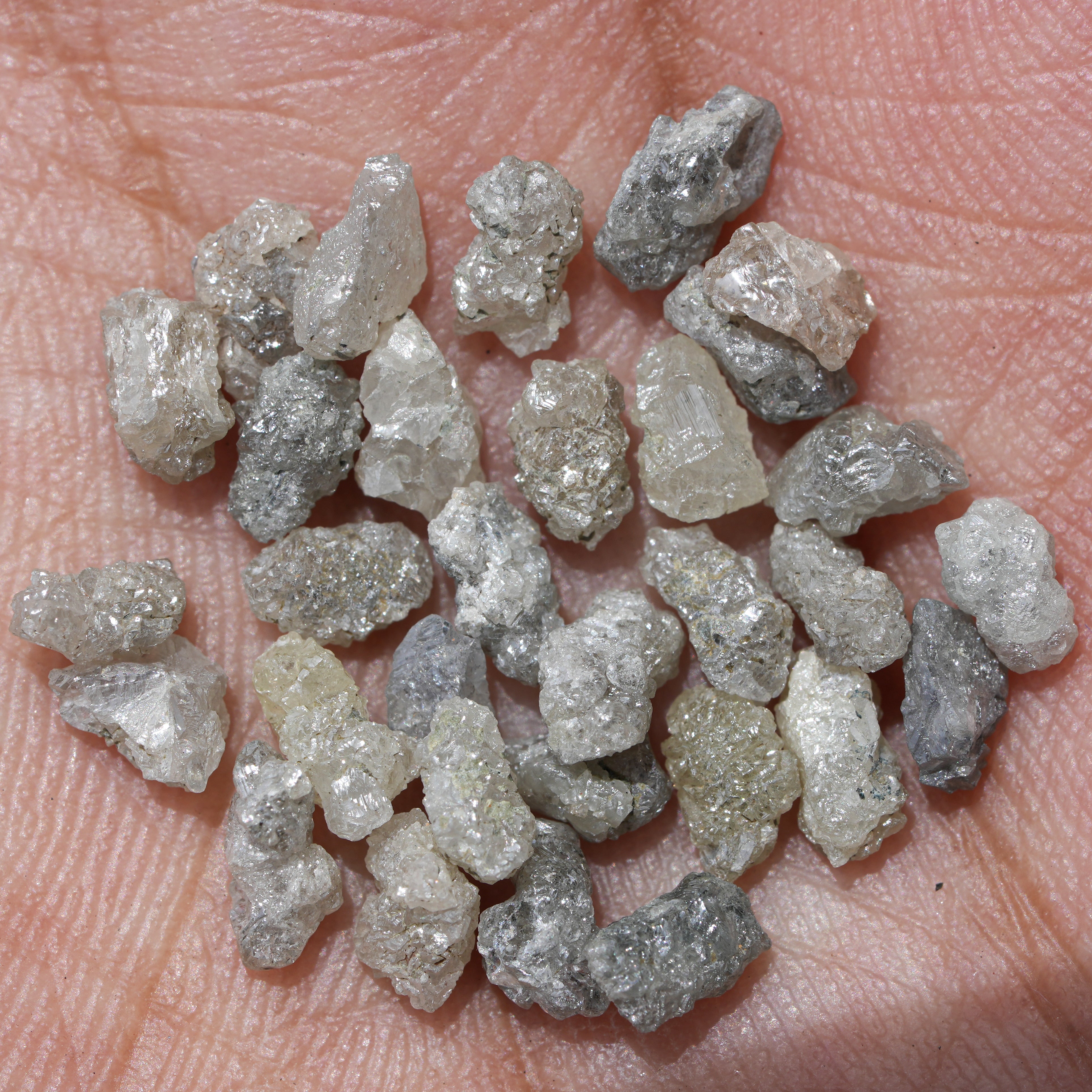 2 PCS Natural Rough Diamond, 0.70Ct Raw Diamond, Loose Diamond, Uncut White Gemstone, White Grey Color Diamond, Natural Diamonds For Jewelry