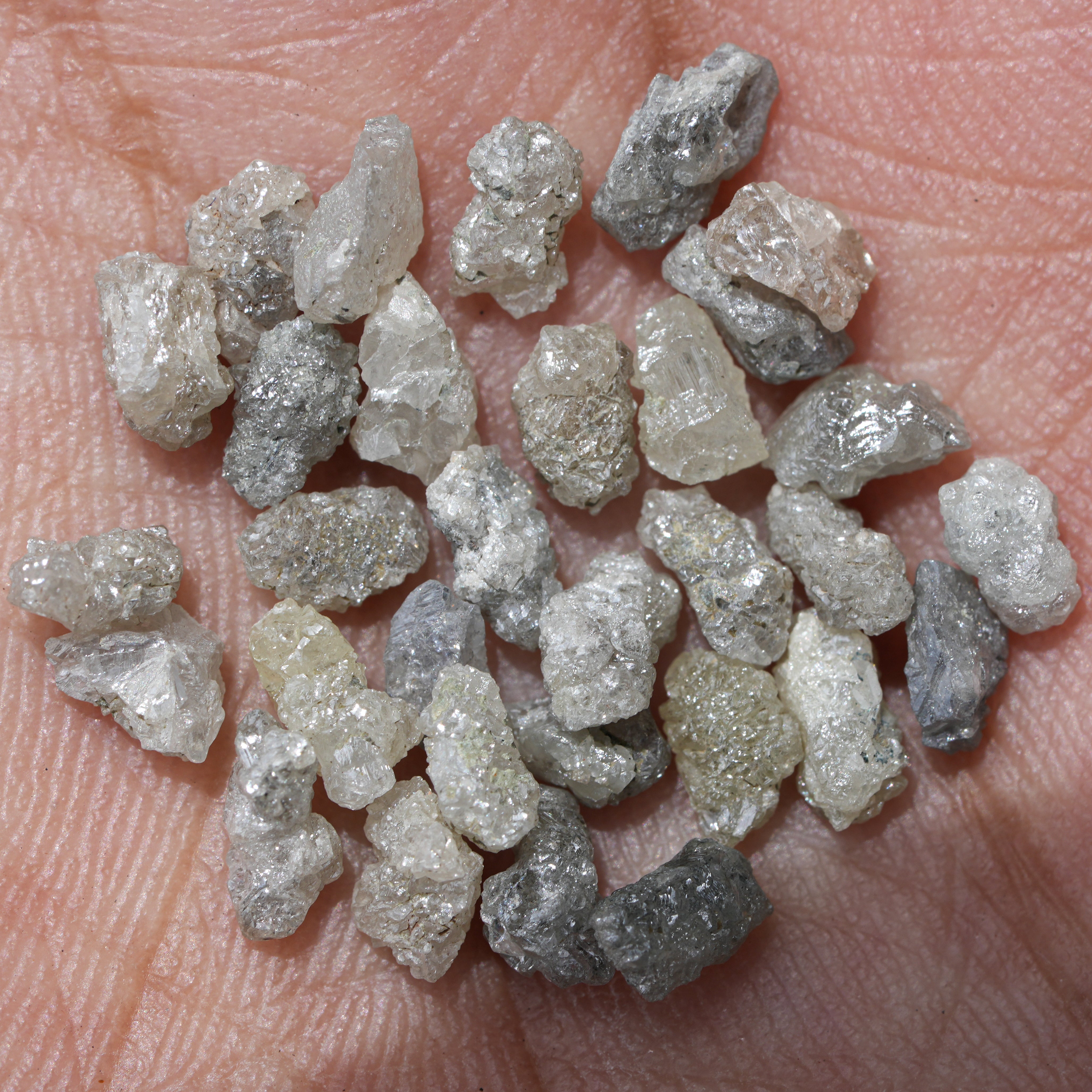 2 PCS Natural Rough Diamond, 0.70Ct Raw Diamond, Loose Diamond, Uncut White Gemstone, White Grey Color Diamond, Natural Diamonds For Jewelry