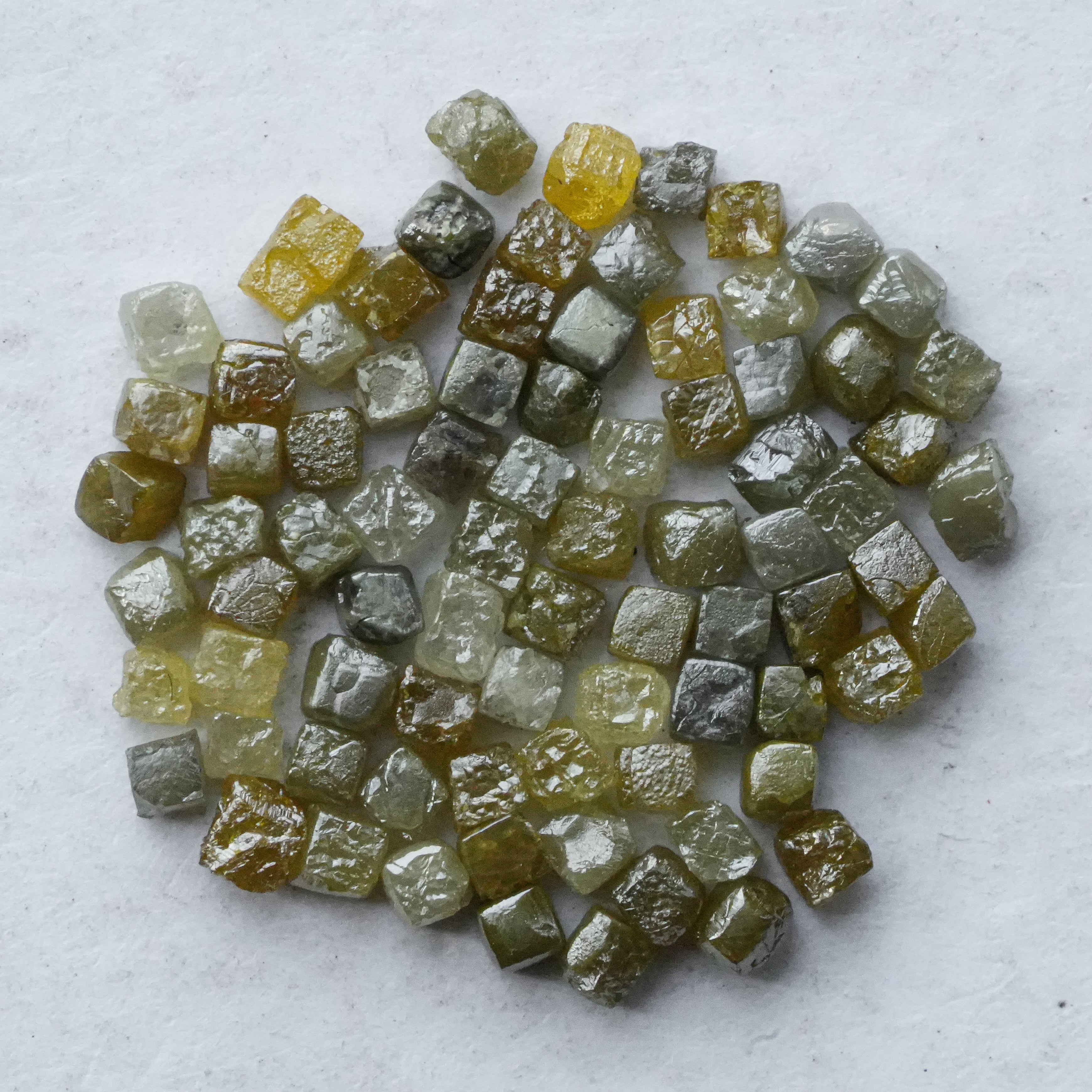 Natural Cube Raw Diamond, 1-2 MM Loose Diamond, Square Diamond, Rough Gemstone Diamonds, Green Yellow Cube Diamond, Real Gemstone