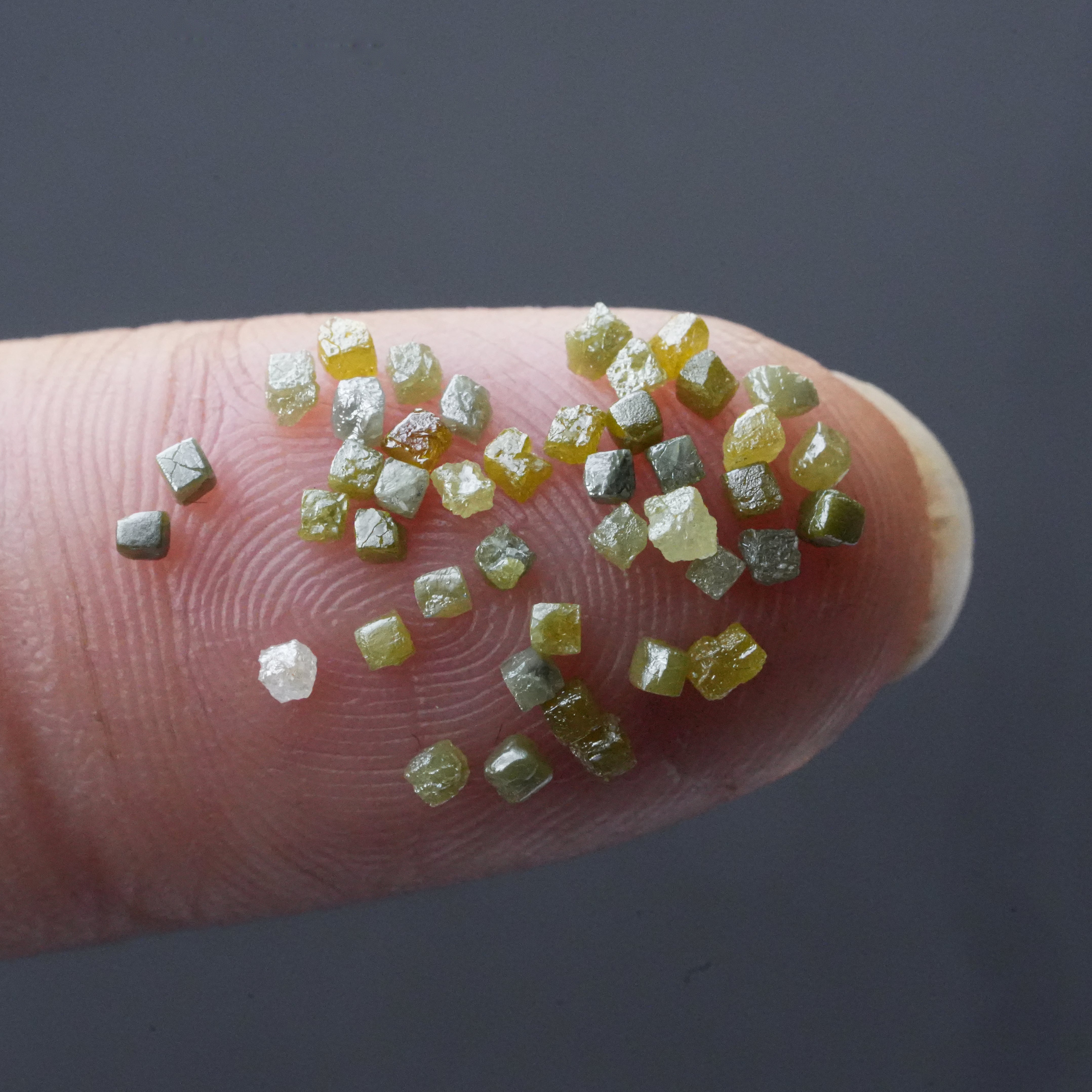 Natural Cube Raw Diamond, 1-2 MM Loose Diamond, Square Diamond, Rough Gemstone Diamonds, Green Yellow Cube Diamond, Real Gemstone