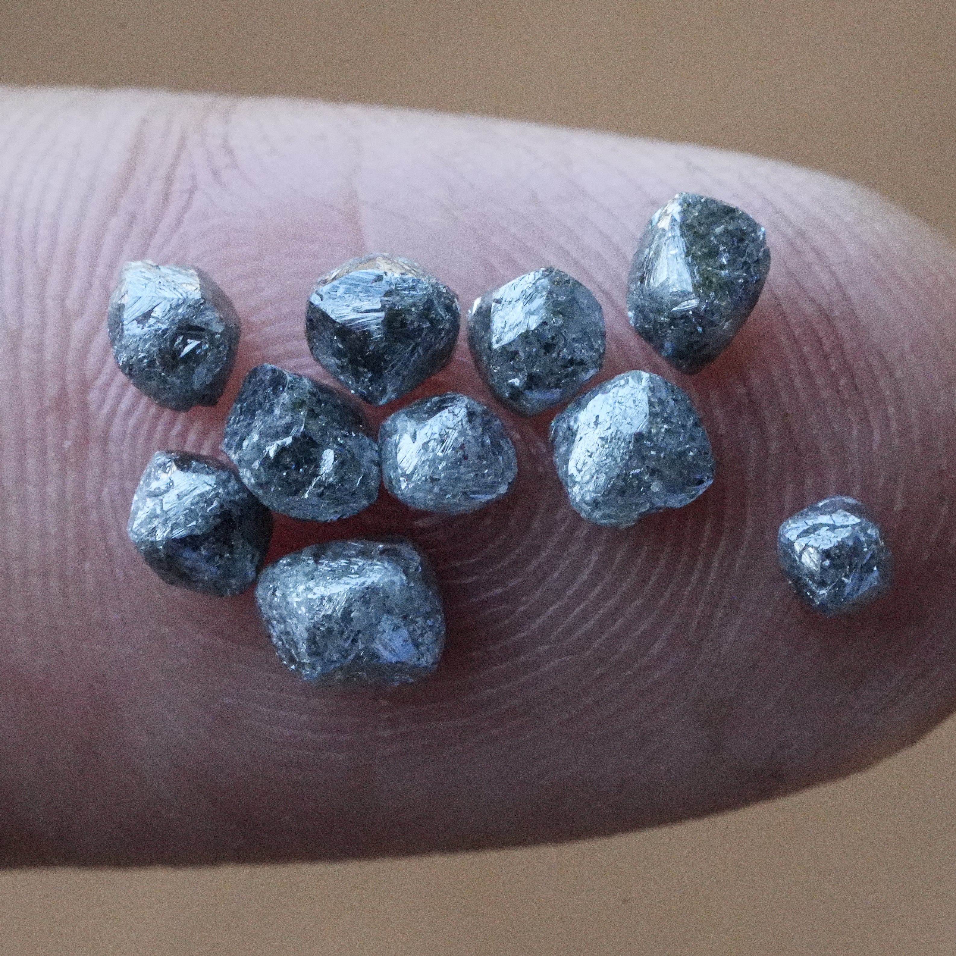 Natural Loose Raw Diamonds, Real Black Grey Gemstone, 3-4 MM Crystal Base Uncut Diamond For Jewelry, Diamonds Beads, Raw Stones 5-10-15 PCS