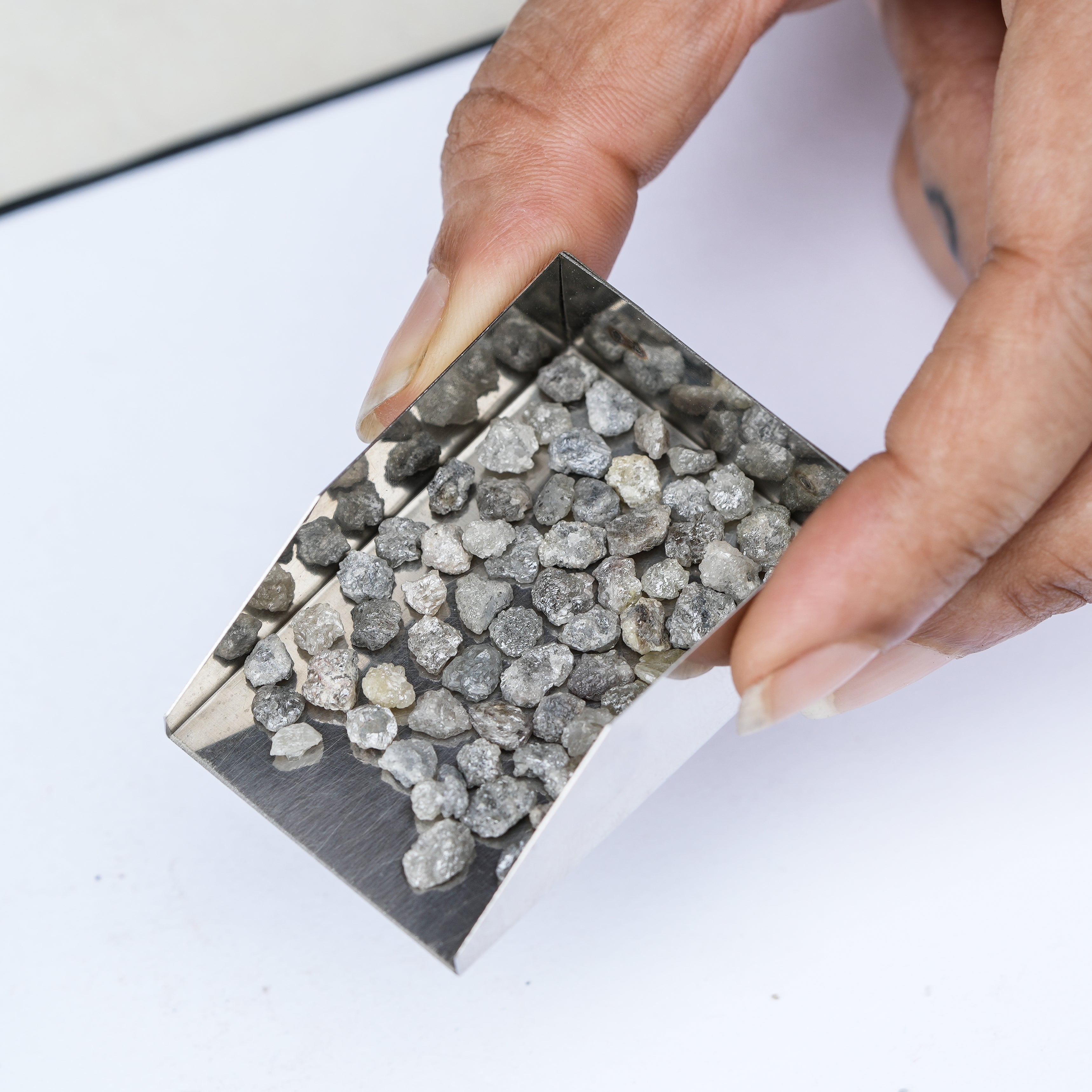 Real Natural Loose Raw Diamonds, Rough Uncut Loose Gemstones, Untreated Silver White Diamonds For Jewelry, Mined Diamonds, Salt And Pepper