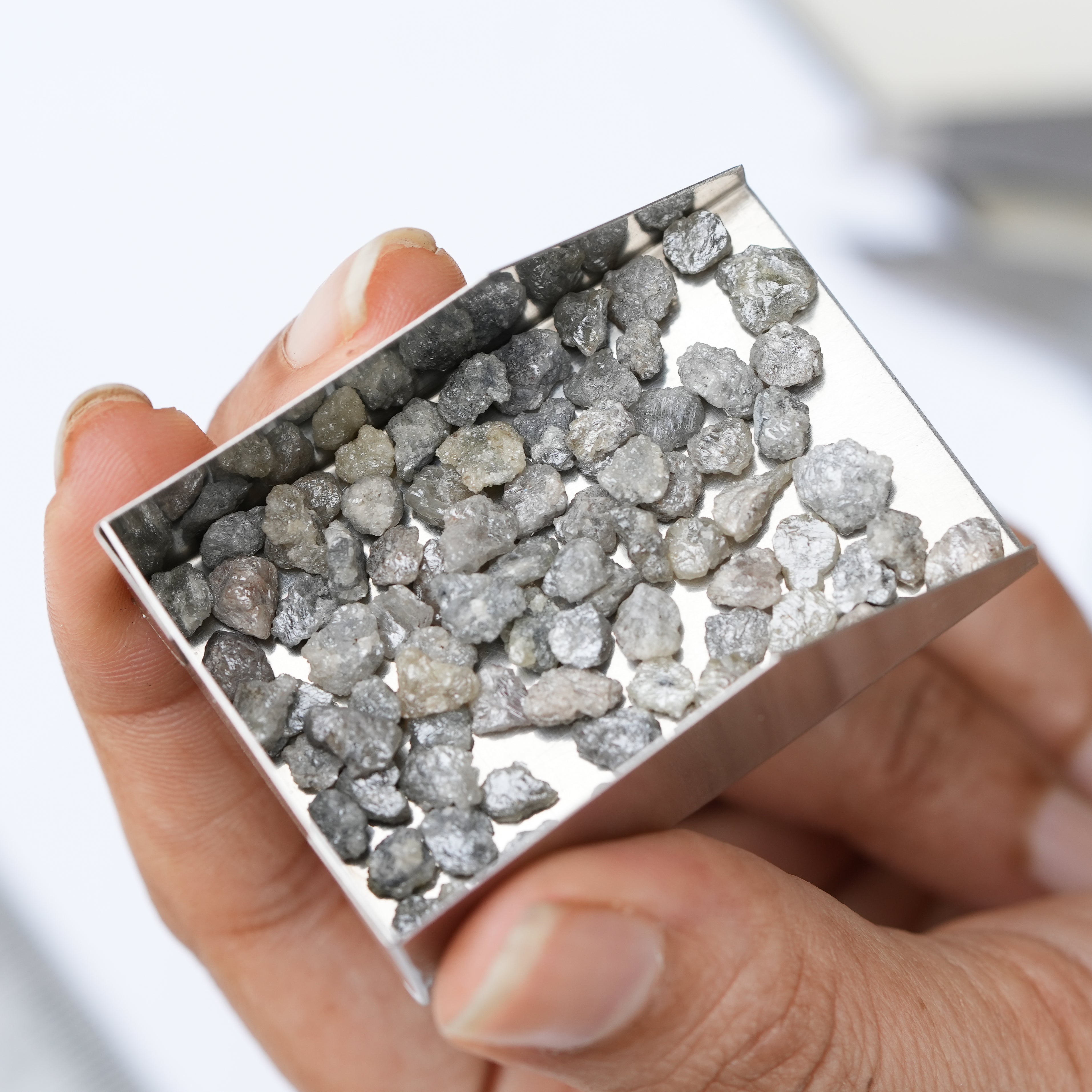 Real Natural Loose Raw Diamonds, Rough Uncut Loose Gemstones, Untreated Silver White Diamonds For Jewelry, Mined Diamonds, Salt And Pepper