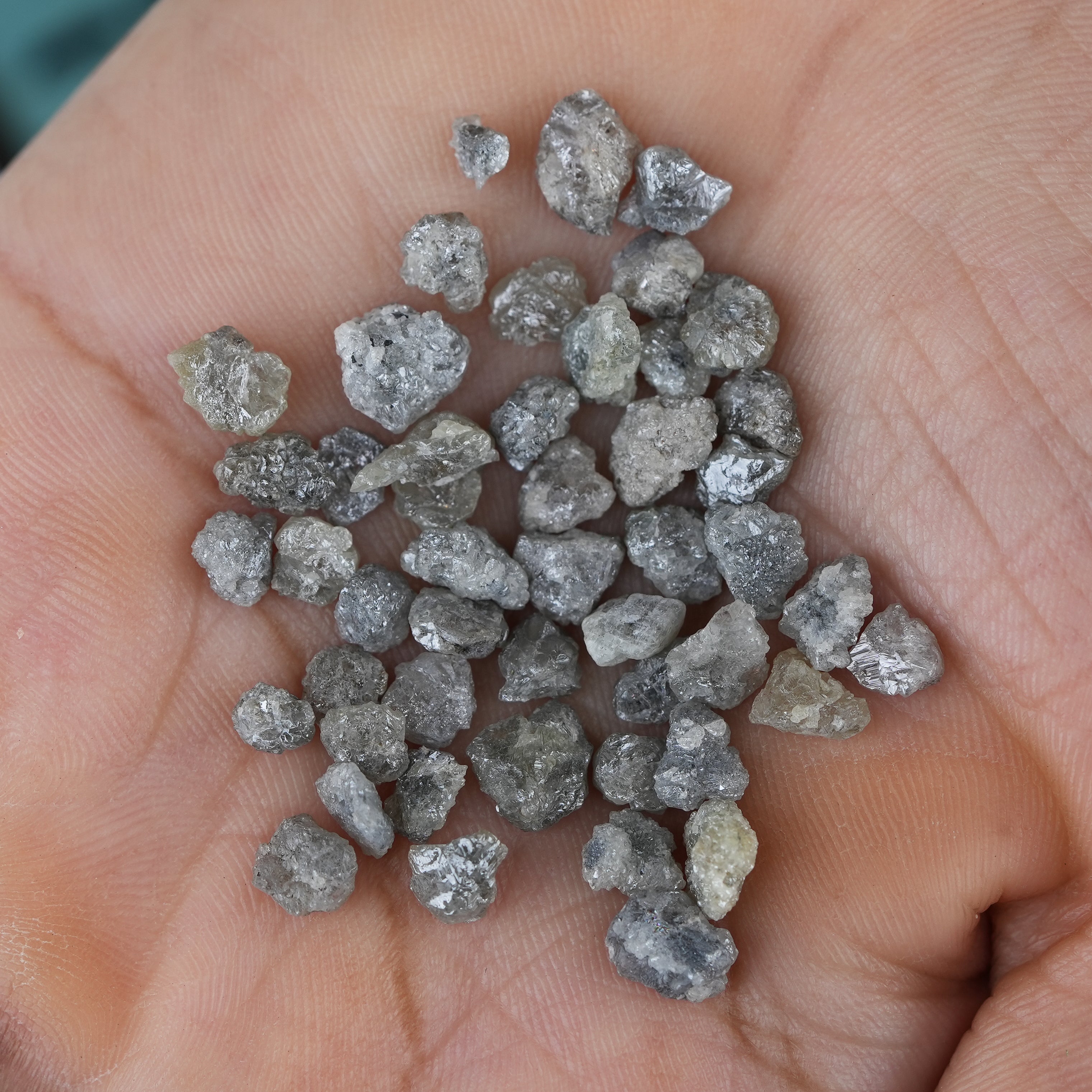 Real Natural Loose Raw Diamonds, Rough Uncut Loose Gemstones, Untreated Silver White Diamonds For Jewelry, Mined Diamonds, Salt And Pepper