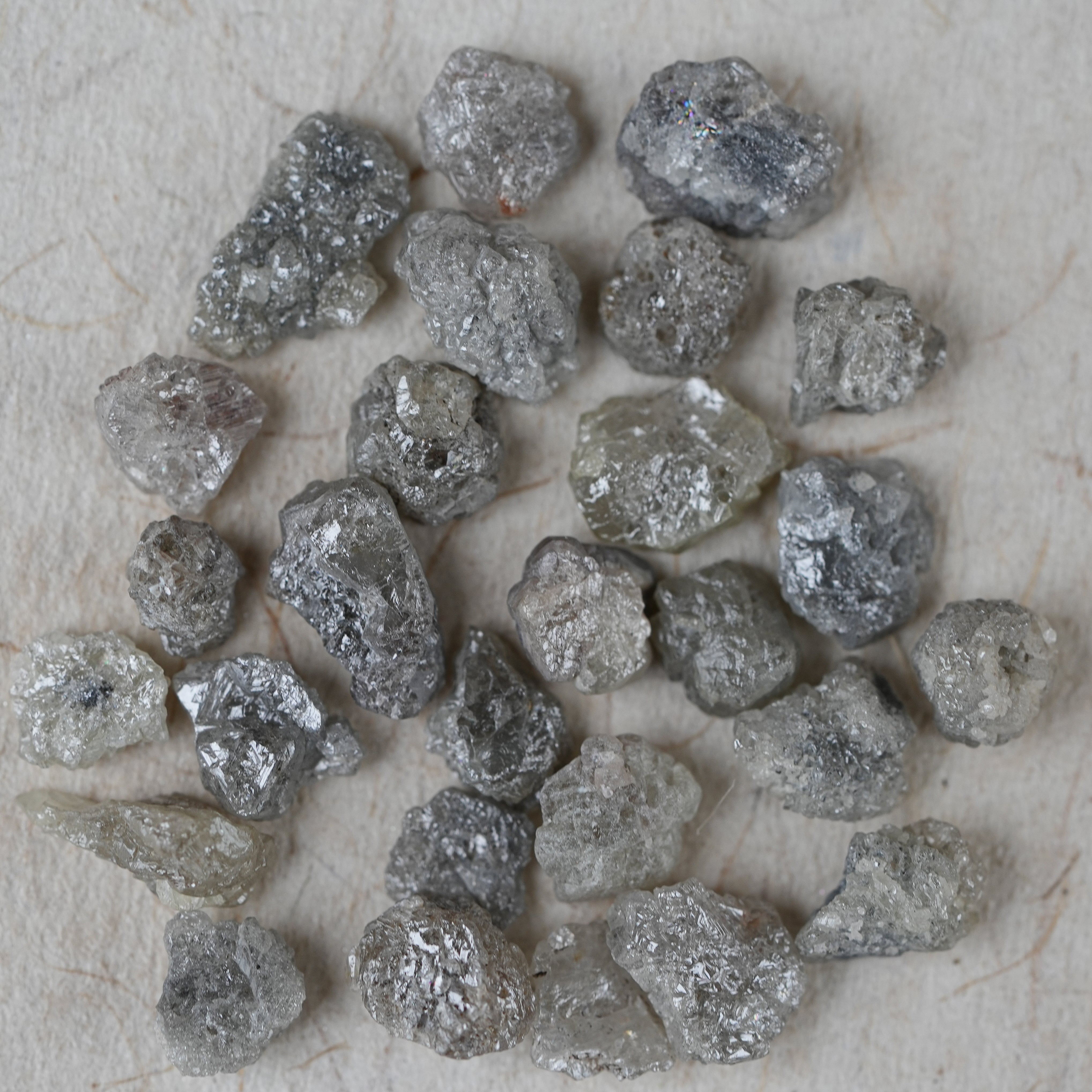 Real Natural Loose Raw Diamonds, Rough Uncut Loose Gemstones, Untreated Silver White Diamonds For Jewelry, Mined Diamonds, Salt And Pepper