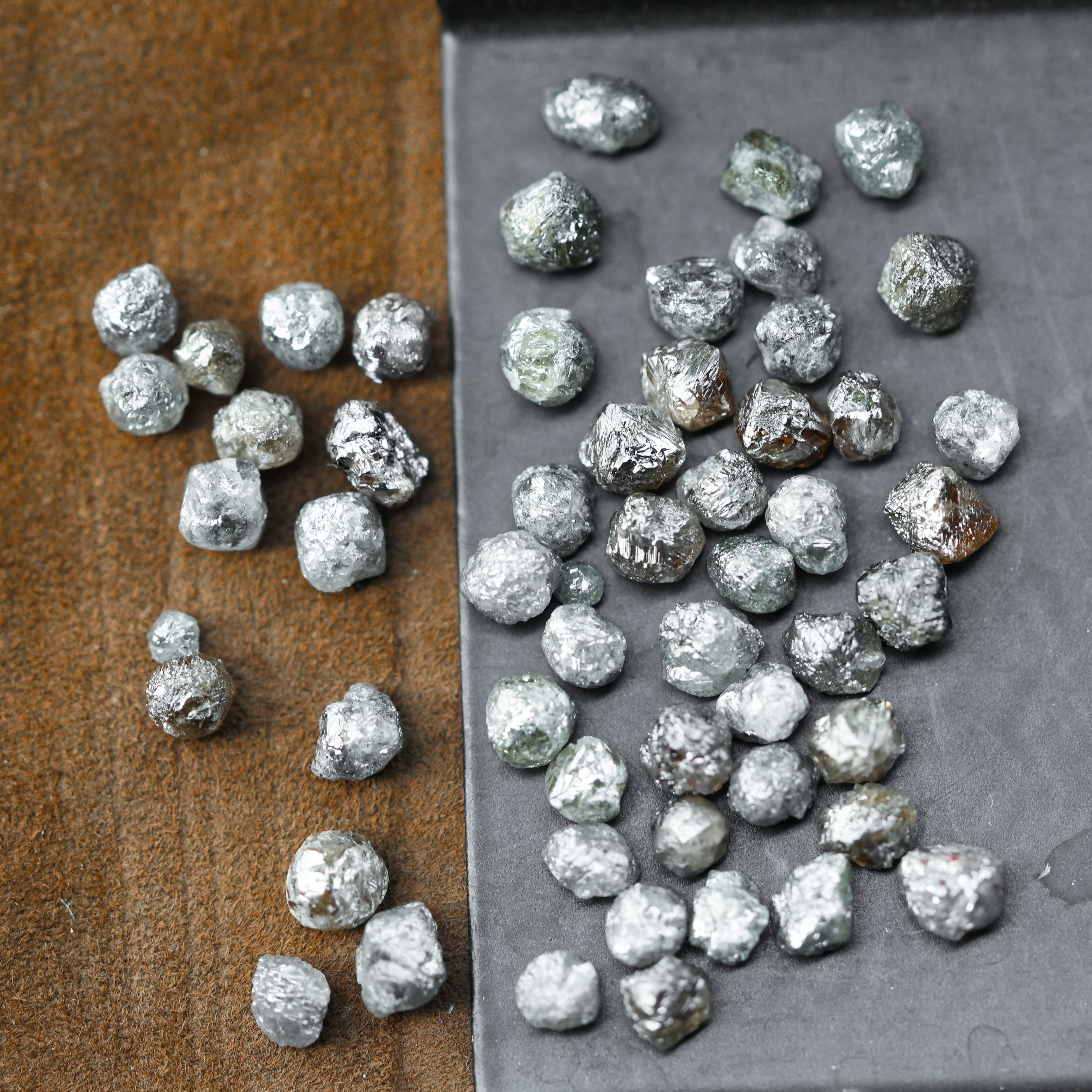 2Pcs Fancy Gray 1.00Carat Raw Diamond, Loose Diamond, Natural Rough Diamond, Solitaire Gemstone For Jewelry