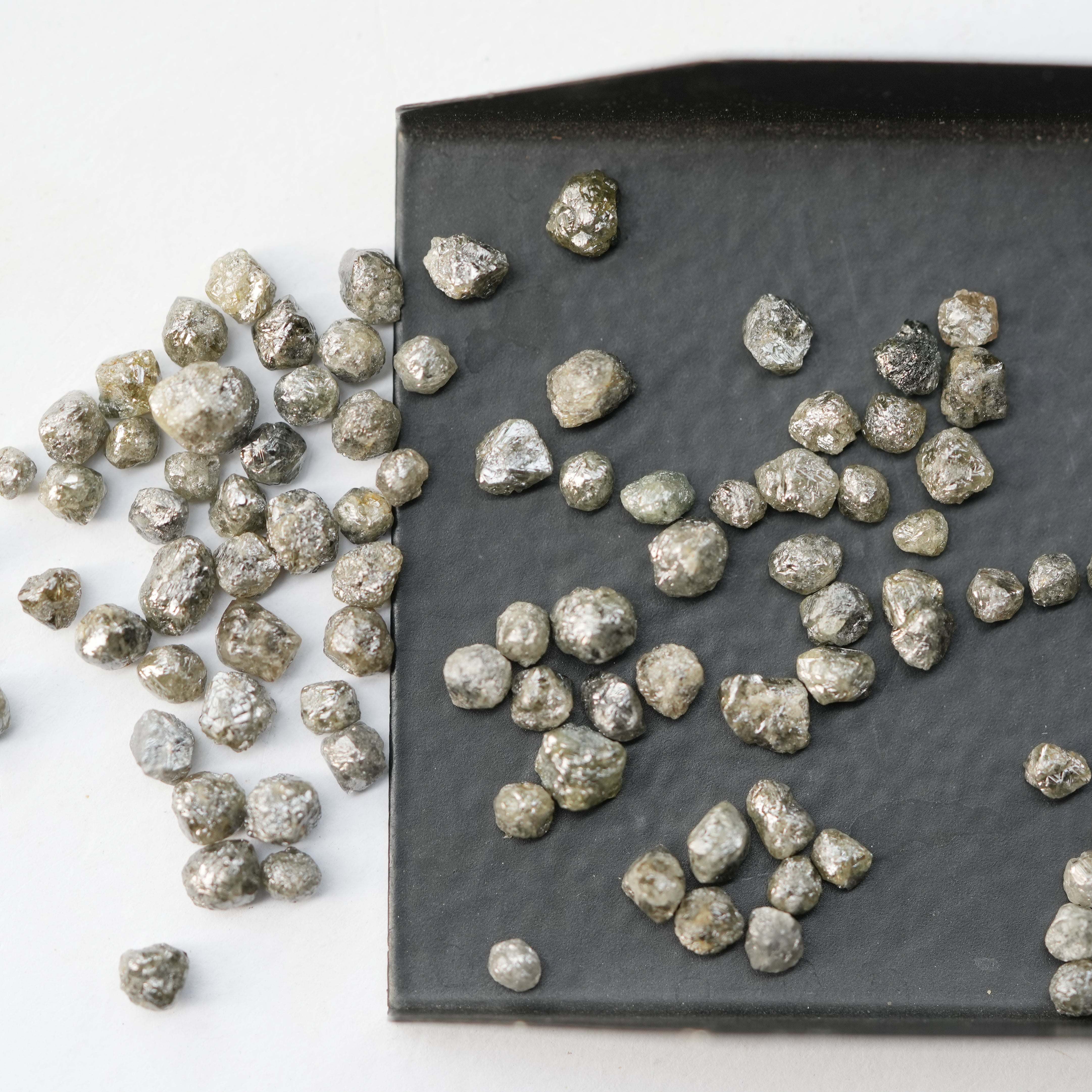 2 PCS 1.00 C.T.W Natural Gray Diamond, 5.00 To 6.00MM, Rough Diamond, Loose Diamonds, Uncut Diamond, Raw Gemstone, African Diamonds